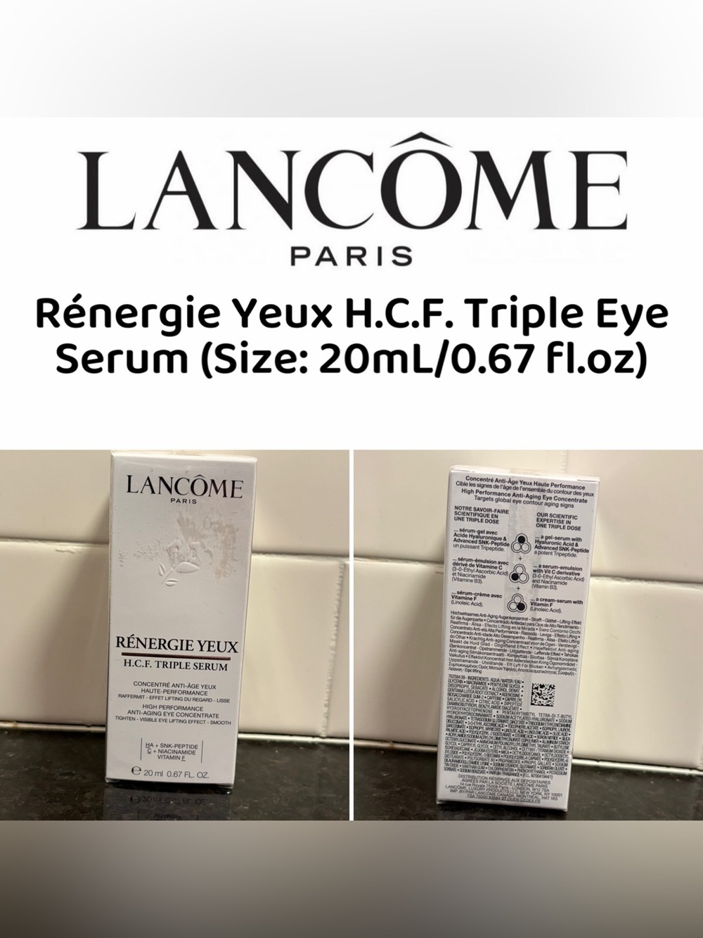 Lancôme Rénergie Yeux H.C.F. Triple Eye Treatment (Size: 20mL/0.67 fl.oz) - New
